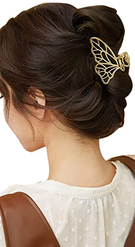 Nifocc 3 fermagli per capelli in metallo a forma di farfalla, per donne e ragazze, in oro rosa e argento