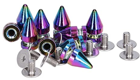 10 Sets Ziernieten Kegel Spikes 7 x 13 mm Metall Bunte Punk Nieten Schraubnieten Spitz für DIY Leder Handwerk, Partykleid Dekoration, Punk Style Bekleidungs Zubehör