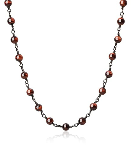 COAI Geschenkideen Unisex Perlenkette aus Edelstein mit Kupfer Kette für Damen Herren