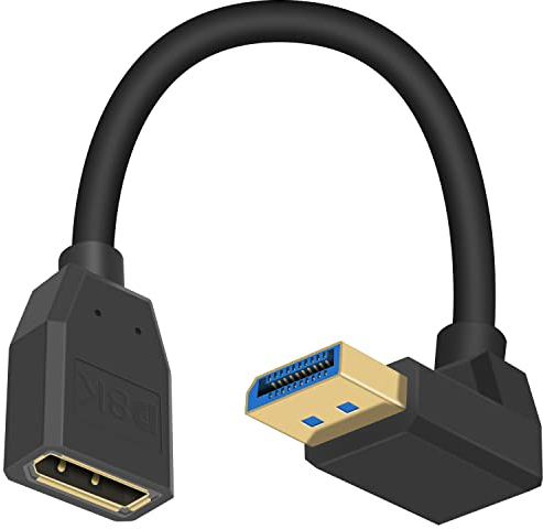 Poyiccot Displayport 1.4 Cable Down Angled Displayport Extension Cable, 90 Degree Displayport Extender V1.4 Display Port Cable Cord up to 8K/60Hz, 4K/144Hz Supported for Video/Audio, 15cm