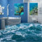 Benutzerdefinierte 3D Boden Wandbild Tapete Meer Wasser Welle Badezimmer 3D Boden Wandbild Pvc Wasserdicht Selbstklebende Vinyl Tapete Wohnkultur 200cm x 140cm (Breite x Höhe)