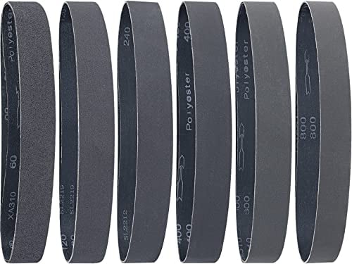 Sruhrak Sanding Belt 25 X 762mm- 12 Pcs Silicon Carbide Sanding Belts 2 X 60/120/240/400/600/800 Assorted Grits High Performance Silicon Carbide Abrasives for Knife Sharpening and Metalworking