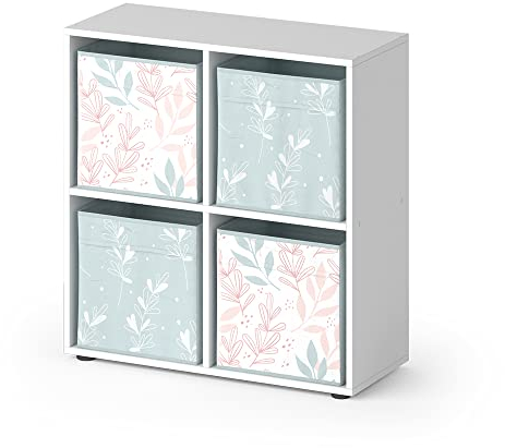 Vicco Raumteiler Tetra, Weiß, 72 x 72.6 cm mit 4 Faltboxen Opt.1