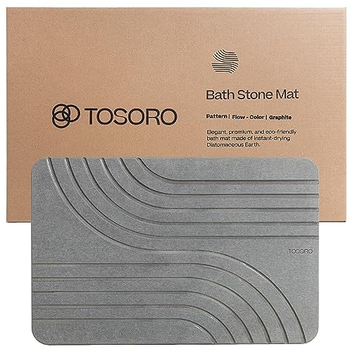 TOSORO - Badematte aus Stein, Kieselgur rutschfeste Stein-Duschmatte – schnell trocknende saugfähige Badematten für Badezimmer – Elegantes & modernes Design, leicht zu reinigen (23,5 x 15 cm)
