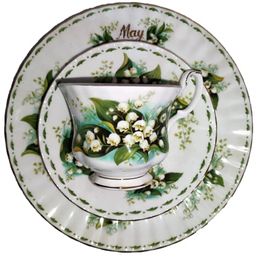 AngiesStrickZauber Vendu : Royal Albert/Original/Fleur of the Month/MAI / 1 tasse - 1 soucoupe - 1 assiette à gâteau/originale/Oone Chine/Angleterre