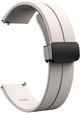 TiMOVO Universal 22mm Magnetisch Silikon Uhrenarmband, Schnellverschluss Uhrenarmbänder für Herren & Damen, Hautfreundlich Weich Sport Armband Ersatzband für 22mm Breit Uhrenanstöße, Sternenlicht Gold