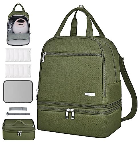 DERJUNSTAR Breast pump travel bag, Spectra Pump Backpack, Mini Pumping Bags with Pockets for Working Mom, Compatible with Spectra S1, S2, Green