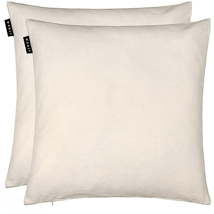 LINUM Annabell Elegant Kissenhülle 50x50 cm 2er-Pack, 100% Baumwolle, Maschinenwaschbar, Baumwollbeige