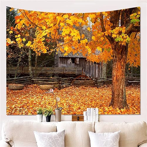 MEKPAM Heimtextilien Herbst Baum Druck Wandteppich Wald Wandbehang Wandteppich Naturlandschaft Wandteppich Hintergrundwand 150x100cm