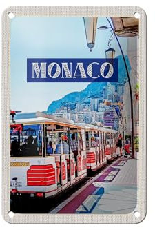 FEMER Blechschild Reise 12x18cm Monaco Frankreich Tour Innenstadt Trip Schild