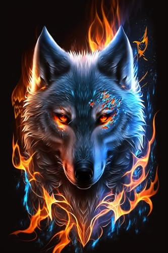 Puzzle 500 Teile Brennender Wolf - Holzpuzzles für Erwachsene, herausforderndes Puzzle, für Wohnzimmer Dekor & Puzzle-Liebhaber Geschenke