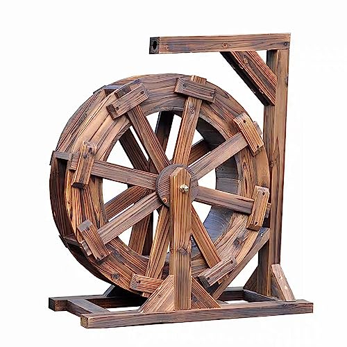 Holz-Wasserrad-Brunnen, Gartendekoration Mit Wasserauslaufständer, Außenbrunnen Und Wasserfall, Holz-Wasserrad-Brunnen-Dekoration for Terrasse, Teich, Pool (Size : 90cm(35.4inch))