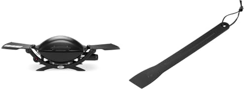 Weber Q2000 Gasgrill, 55 x 39 cm, mit ausklappbaren Seitentischen, Schwarz (53010079) & 6201 Grill-Schaber, Reinigungsspachtel, Q-Serie