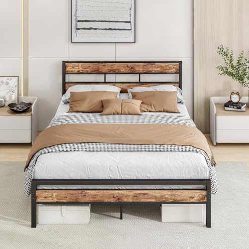 HOJINLINERO Bettgestell 140x200,Doppelbett Bettrahmen Metallbett 140x200 mit lattenrost aus Metall mit Kopfteil,Einfacher Aufbau Gästebett Jugendbett, für Schlafzimmer Gästezimmer,Bed Frame Schwarz
