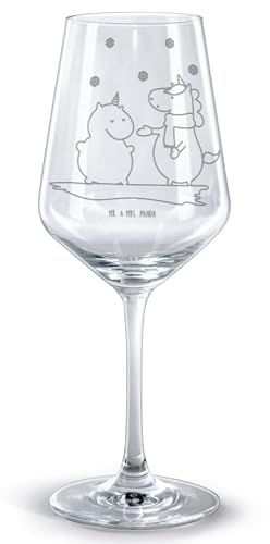 Mr. & Mrs. Panda Rotwein Glas Einhorn Schneemann, Premium Glas, 500 ml