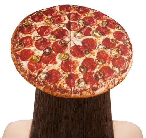 PhnkjGh Verrückte Hüte für Erwachsene, Pizzahüte für Kinder - Weiche Pizza-Kostümmütze - Lustige Partyspielzeug-Pizza-Partydekorationen, verrückter Hut für Halloween-Kostümparty
