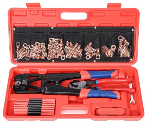 iCrimp Battery Cable Lug Crimping Tool Kit for 8-1/0 AWG with Crimp Fitting