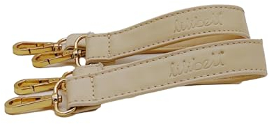 Liliibell 2er-Pack Vegan Leder Kinderwagenhaken & Anhänger, Universelle Karabinerhaken für Wickeltasche, Kinderwagentaschen-Halterung, Praktisches Kinderwagen Zubehör für Eltern unterwegs, Beige