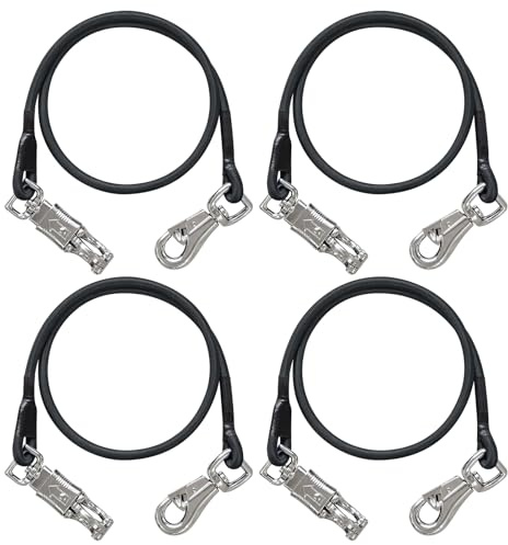 MIYABALA Bungee Horse Trailer Ties,36 Inch Long Bungee Cross Ties for Horses with Super Strong Quick Release Panic Snap and Bull Snap for Horse Trailer Accessories (Black 4 Pack)