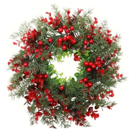 Folpus Couronne de Noël Aux Fruits Rouges pour La Porte D'entrée, Couronne de Noël pour