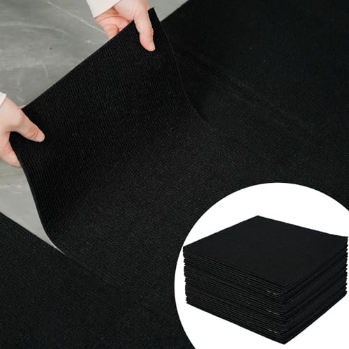 WAPANE Teppichfliesen zum Abziehen und Aufkleben, quadratische Teppichbodenfliesen, 30,5 x 30,5 cm, weich gepolsterte Teppichfliesen, selbstklebender Teppich, 30 Stück pro Box, 10 m², für Zuhause,