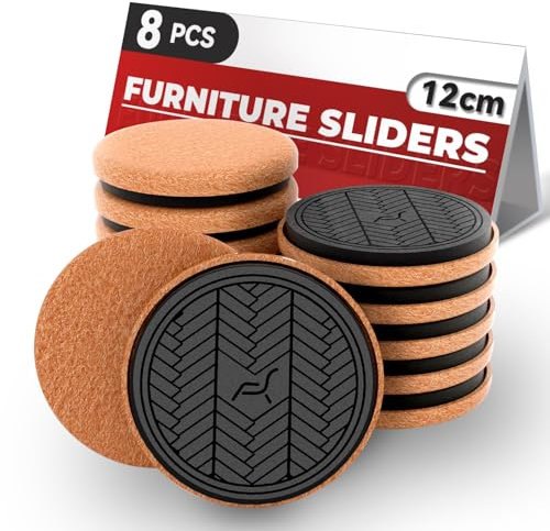 Large Furniture Sliders for Hardwood Floors, 8PCS -12cm (4¾) Furniture Gliders for Hard Floors Heavy Duty, Move Your Furniture Easily & Safely