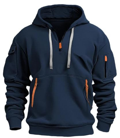 PANVER Sweatshirt Herren Casual Trend Kapuzenpullover Herren Jugend Klassisch All-Match Langärmeliges Sweatshirt Herren Hoodies Herren Kapuzen Herren O-Navy S