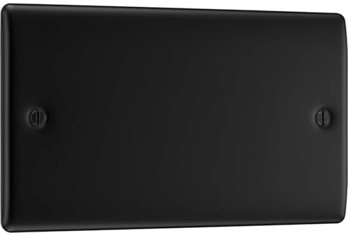 AMK® BG Blank Plate 2 Gang Matt Black Covers Unused Outlets Includes Mounting Screws and Moisture Protection Gasket