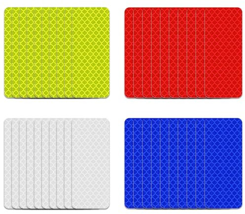 WOLMIK 40 Stück Warnung Reflektierende Aufkleber Sicherheit Warnband, 3 x 8cm Reflektorband Selbstklebend, Auto Nacht Klebeband, Wasserdicht Reflektorband für Fahrrad Motorrad Helme Kleidung