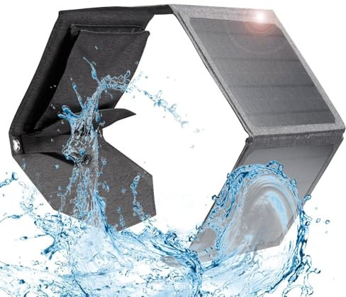 28W Tragbar Solarladegerät mit 2 USB Port 18W QC3.0, Wasserdicht Solarpanel, Solarpanel Faltbar Camping, Ideal für Outdoor Aktivitäten, für Wiederaufladen USB-Geräte - iPhone Android