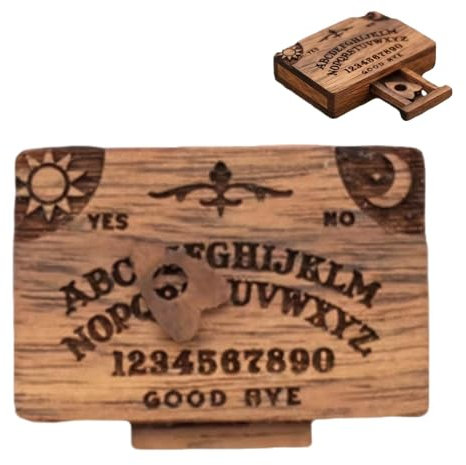 Planche D'esprits Miniature, Planche Ouija en Bois avec Planchette Alphabet Vintage, Planche D'esprits Saint Alphabet Décorations Halloween, Jeu Ouija Portable pour Pratiques Mystiques