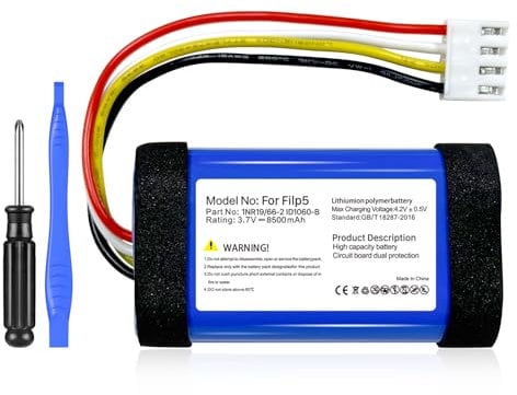 OHZHAO 8500 mAh Replacement Battery for JBL Flip 5, Item Number: 1INR19/66-2 ID1060-B, 2025 Upgrade High Capacity Battery 3.7 V for Flip 5 Bluetooth Speaker