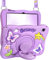 Kidcube for Galaxy Tab S10 FE Case, for Samsung Galaxy Tab S9 FE Case 10.9 - Girls Cute Kawaii Girly 3D Purple Butterfly Design Cover with Rotating Stand & Strap Unique Silicone Women Tablet Covers