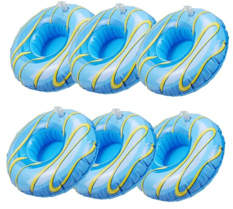 CHICAMPERA 6piezas Portavasos Inflables para Bebidas Soportes Flotantes Creativos para Fiestas La Playa Diseño De Ola para Disfrutar La Piscina