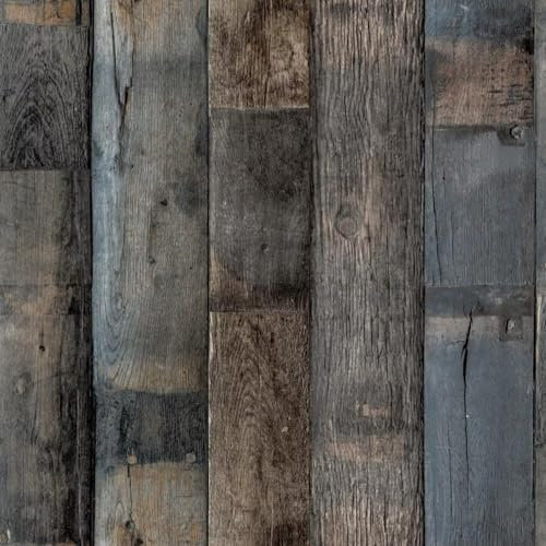 YöL Vertical Plank Wood Effect - Textured Wallpaper Modern Contemporary - Dark Brown Realistic - Paste The Wall Vinyl