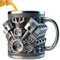 Gobelet à Café Mécanique en Acier Inoxydable V8, Creative 3D Car Moteur Design Eau Masse, 300ml Gobelet de Café Mécanique, Tasse à Eau Isotherme à Double Paroi avec Poignée, pour Amateurs de Voiture