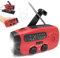 Wind Up Solar Radio, Emergency Wind Up Radio with LED Torch, Portable Hand Crank Radio with (AM/FM/WB), Phone Charger, Solar and Hand-Crank Charging, 2000mah, SOS Alarm, for Camping Hiking (Red)