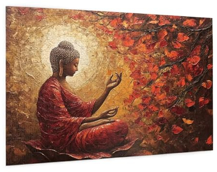 Puzzle Der Buddha Puzzle 500 Teile Retro Puzzles Erwachsene mit Geschenkbox, DIY Groß Holzpuzzle für Erwachsene, Geschicklichkeitsspiel für Die Ganze Familie Geschenke für Frauen 52 x 38 cm -340y