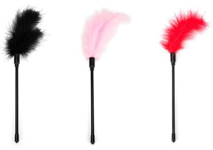 Natural Feather Tickler and Dusters Soft Feather Cleaning Dusters (Red+Black+Pink)