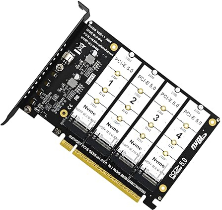 Virtual Raid NGFF 4X NVME M.2 NGFF SSD to Detachable Bifurcation PCIE Express 5.0 Gen5 Gen4 X16 Raid Card VROC Raid0 Hyper Adapter
