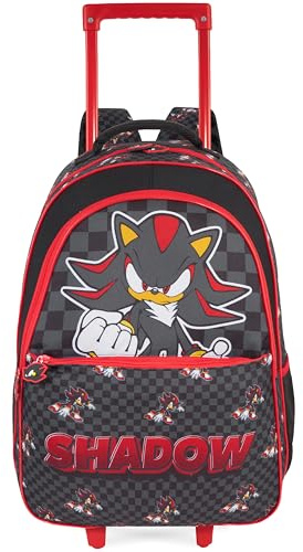 Get Trend Sonic The Hedgehog Sac a Dos Enfant Roulette, 25L Valise Cabine | 2 en 1 Shadow Cartable a Roulette Garcon avec Poignée et Bandoulières, Pour École ou Voyage,Cadeau Garcon(Noir/Rouge Shadow)