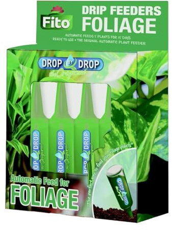Fito Drip Feeder Foliage, Ready-to-Use, Healthy Leaf Growth, Balanced Nutrition, Easy Application, Long-Lasting, Ideal for Money Plant, Areca Palm, Snake Plant, Ferns & Peace Lily (Pack of 5)