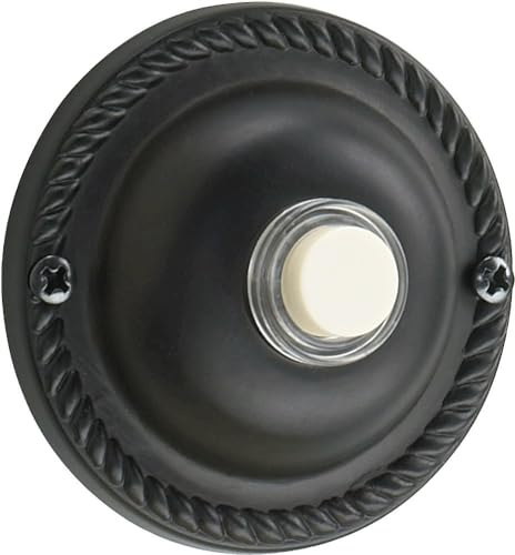 Quorum 7-305-95 Traditional Door Chime Button from Door Chimes Old World Collection in Bronze/Dark Finish,