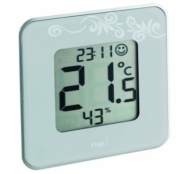 TFA Dostmann Digitales Hygrometer Style, 30.5021.02, Temperatur und Luftfeuchtigkeit, innen, weiß