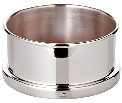 EDZARD Dessous de Bouteille Derby, en plaqué Argent, avec Socle en Bois, diamètre 10 cm