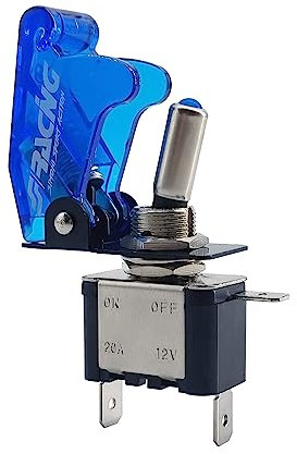 Simoni Racing ISR/1BT-LB Interruttore Universale con Led, Interruttore a Levetta, Interruttore a Bilanciere, Starter a Due Vie, Blu Trasparente e Led Blu