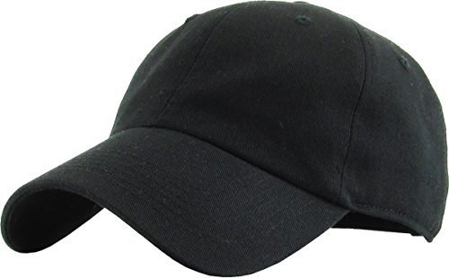 KBETHOS KB-Low BLK Classic Cotton Papa Hut Einstellbare Plain Cap. Polo Style Low Profile (unstrukturiert) (Classic) Schwarz Einstellbar