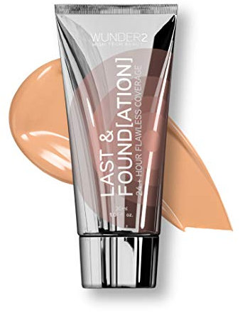 WUNDER2 LAST & FOUNDATION Makeup 24+ Hour Liquid Foundation Full Coverage Waterproof with Hyaluronic Acid, Color Nude