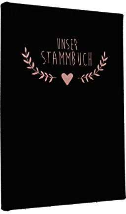 Hochzeitideal – Stammbuch der Familie Boho schwarz 21,0 cm x 15,0 cm - Buchbinderleinen Hochzeit - Familienbuch Standesamt mit 6-Fach Ringmechanik für Urkunden mit Behördenlochung