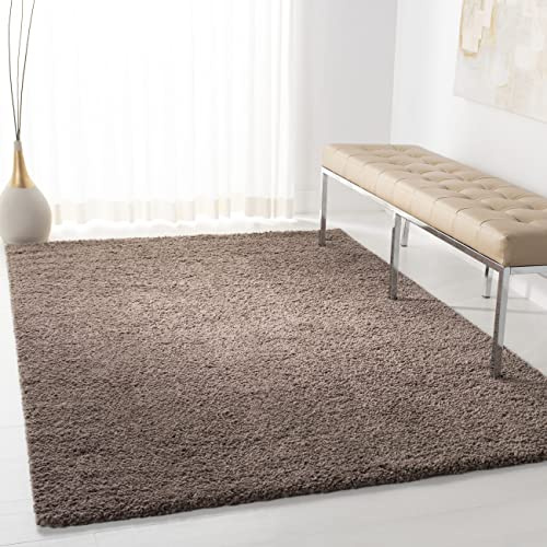 SAFAVIEH Zottelig Teppich für Wohnzimmer, Esszimmer, Schlafzimmer - August Shag Collection, Kurzer Flor, Taupe, 91 X 152 cm